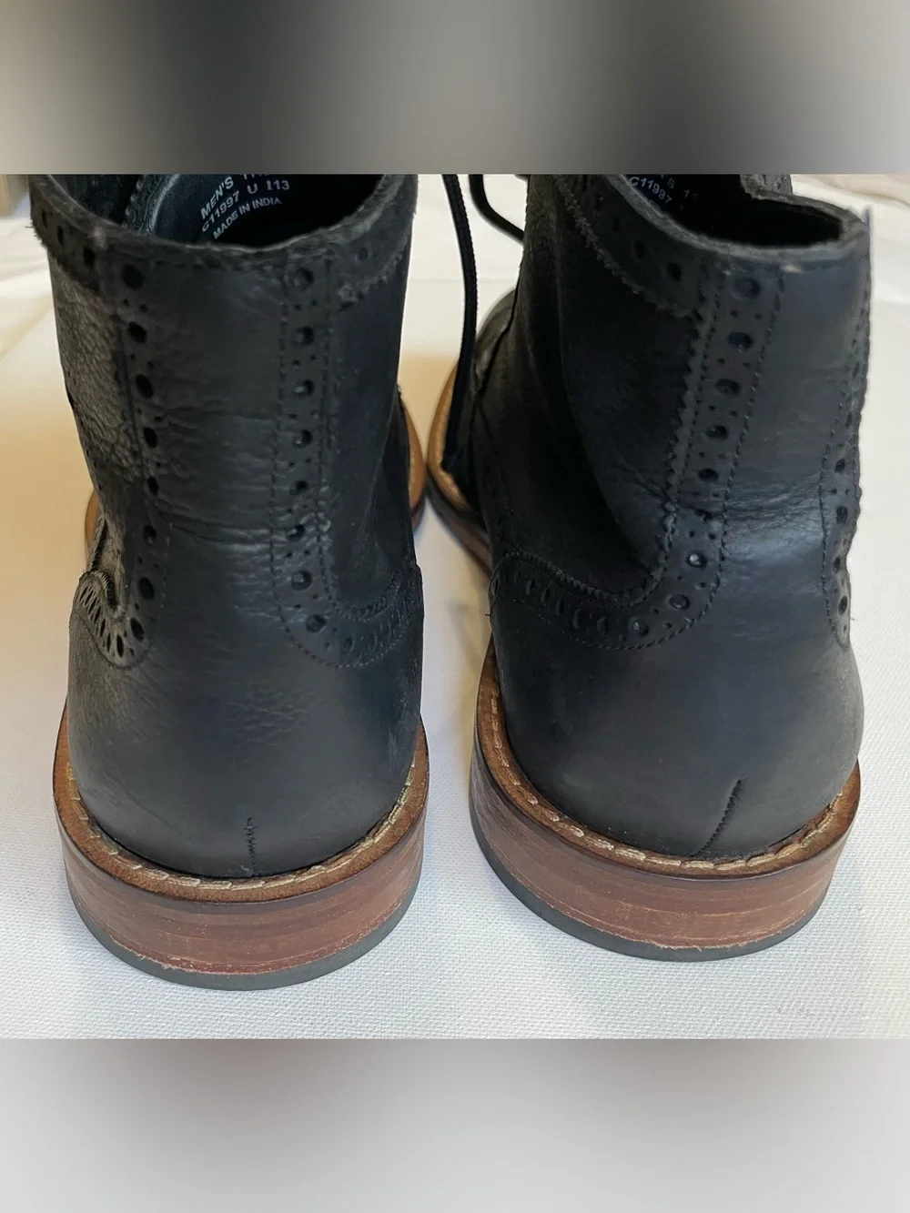 Cole Haan Men's Jayhawk Black Leather Wingtip Lace-Up Boots